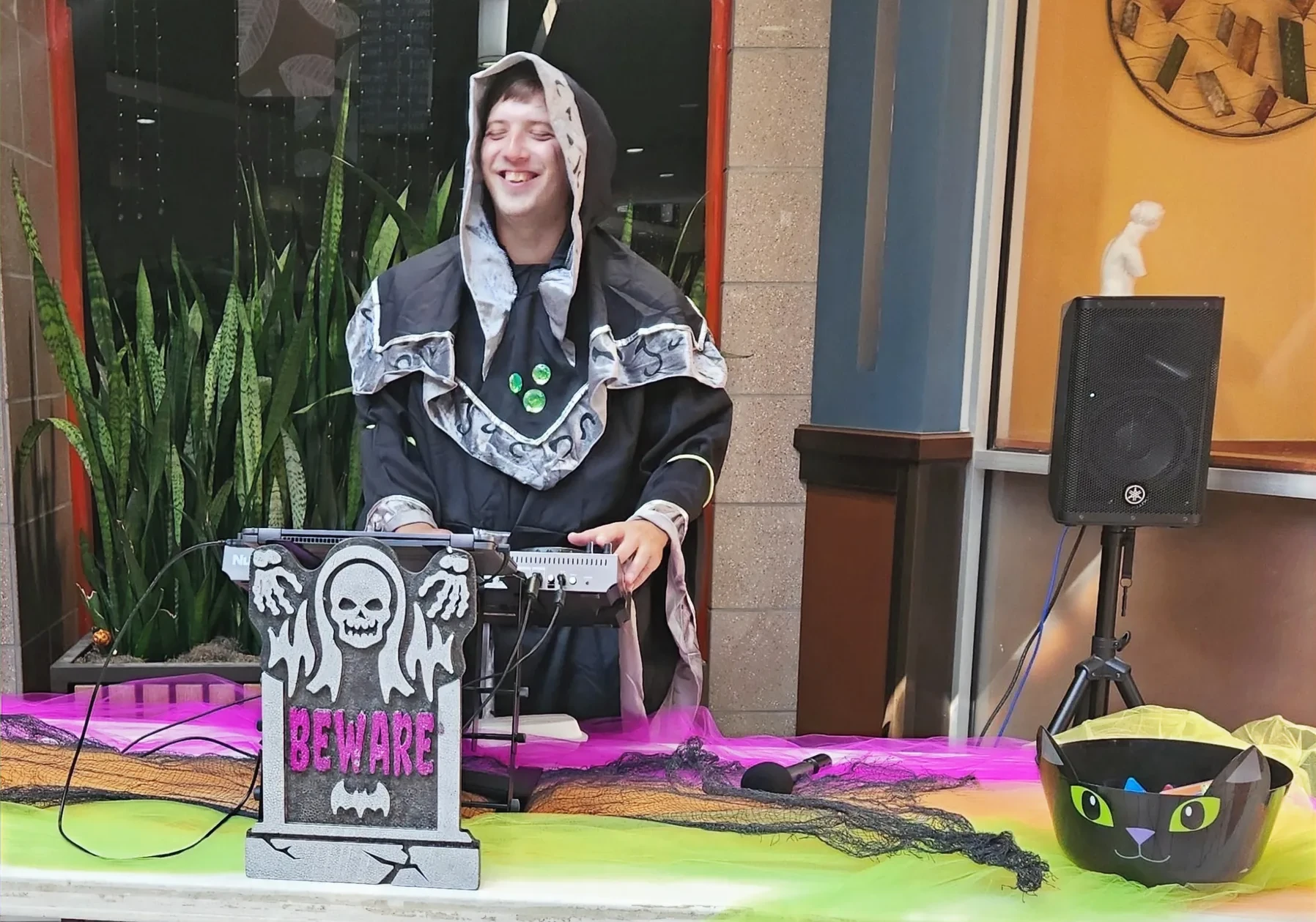 Lakeland Cabaret DJ in costume at a Halloween event